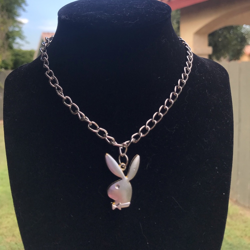 Silver chunky chain playboy necklace